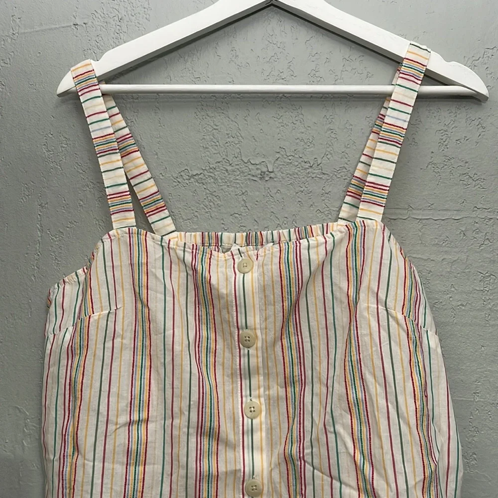 NWT MADEWELL Rainbow Stripes Cami Top Tank Button Front L8458_5